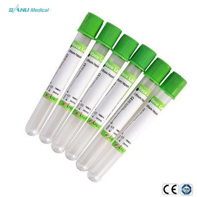 ลิเธียมเฮปารินแก้วแบบใช้แล้วทิ้งหลอดสีเขียว 2 มล. สำหรับการดึงเลือด