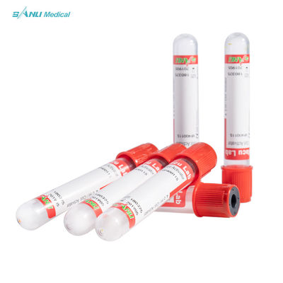 หลอดดูดสูญญากาศสีแดงแบบใช้แล้วทิ้ง PET Clot Activator Tube CE