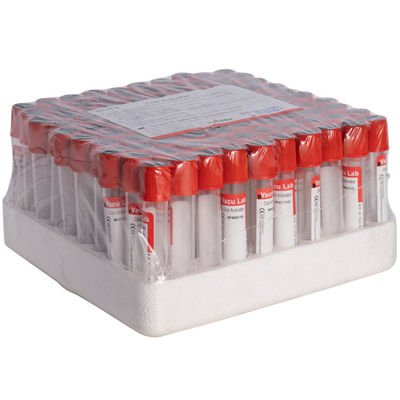 หลอดดูดสูญญากาศสีแดงแบบใช้แล้วทิ้ง PET Clot Activator Tube CE
