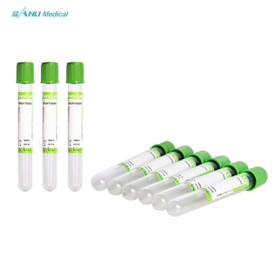 หลอดแก้วสีเขียวลิเธียมเฮปารินใช้ครั้งเดียว CE ISO ได้รับการอนุมัติสำหรับการเจาะเลือด