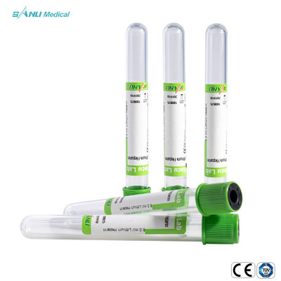 หลอดโซเดียมเฮปารินสีเขียวขนาด 5 มล. สำหรับวัสดุ PET เจาะเลือด