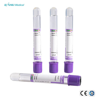 ISO9001 K2 EDTA หลอดเก็บเลือดสีม่วงด้านบนพร้อม GEL