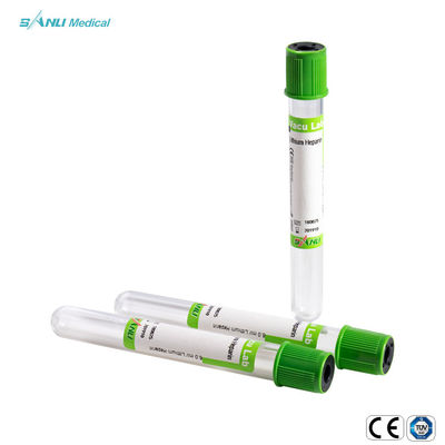 หลอดเก็บเลือดลิเธียมเฮปารินแก้วสีเขียวสำหรับการทดสอบทางชีวเคมี