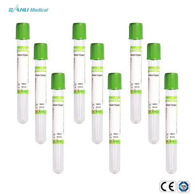 หลอดเก็บเลือดลิเธียมเฮปารินแก้วสีเขียวสำหรับการทดสอบทางชีวเคมี