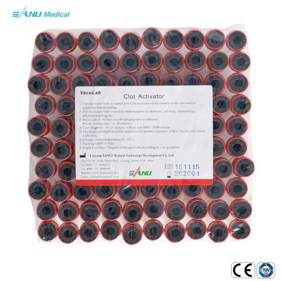 หลอดเก็บสุญญากาศด้านบนสีแดง PET Clot Activator Tube