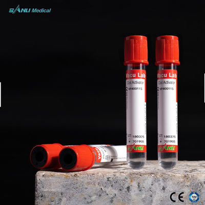 หลอดเก็บสุญญากาศด้านบนสีแดง PET Clot Activator Tube