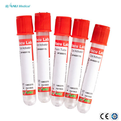 หลอดเก็บเลือดพลาสติกธรรมดา Red Top Sterile Non Toxic