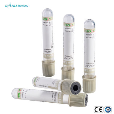 สูญญากาศ 6ml สีเทาหลอดเก็บเลือดด้านบนแก้วกลูโคสเลือด Tube