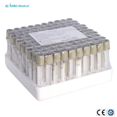 สูญญากาศ 6ml สีเทาหลอดเก็บเลือดด้านบนแก้วกลูโคสเลือด Tube