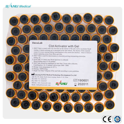 PET Clot Activator แบบใช้แล้วทิ้งด้วยเจล 13x100mm