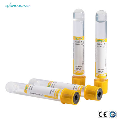 หลอดเก็บเลือดสูญญากาศ PET แบบใช้แล้วทิ้ง Clot Activator พร้อมเจล 16x100mm