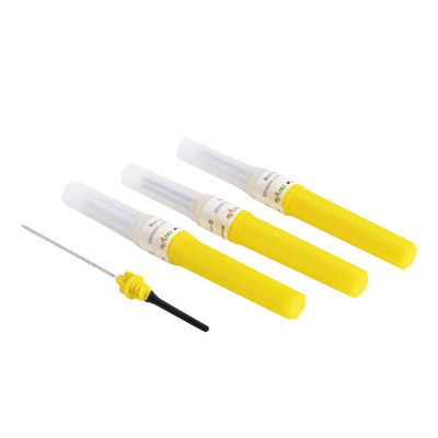 เข็มเจาะเลือดแบบใช้แล้วทิ้ง 20G สีเหลืองเอทิลีนออกไซด์ฆ่าเชื้อ