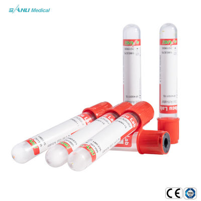 13x100mm IVD Sterile Red หลอดทดสอบเลือดสุญญากาศ Ce อนุมัติด้วย Clot Activator