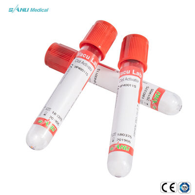 13x100mm IVD Sterile Red หลอดทดสอบเลือดสุญญากาศ Ce อนุมัติด้วย Clot Activator