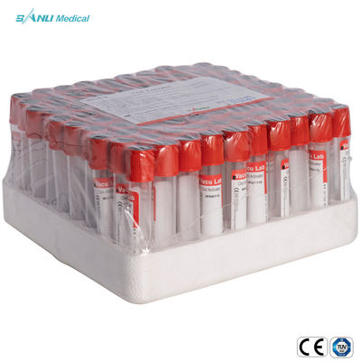 13x100mm IVD Sterile Red หลอดทดสอบเลือดสุญญากาศ Ce อนุมัติด้วย Clot Activator