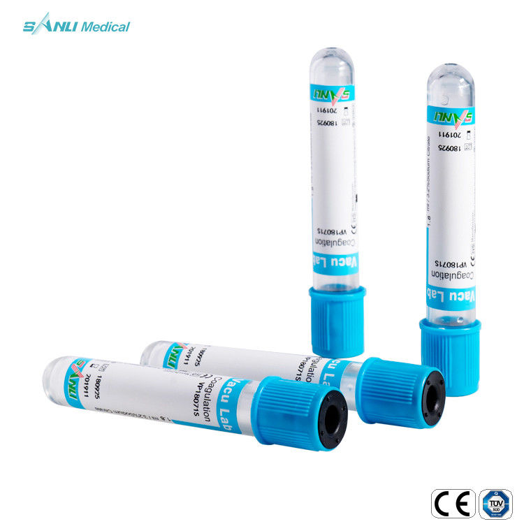 หลอดทดสอบการแข็งตัวของแก้ว CE ISO Blue พร้อมสารเติมแต่งโซเดียมซิเตรต 3.2%