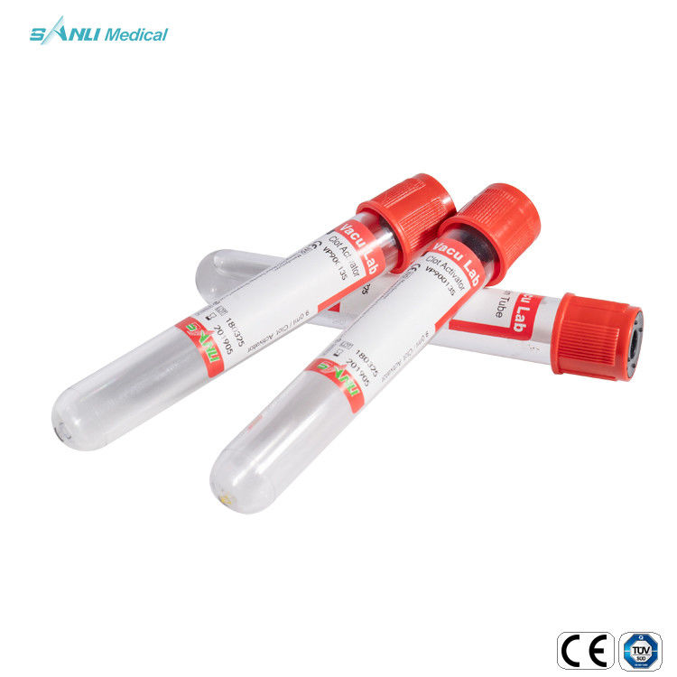 13x100mm IVD Sterile Red หลอดทดสอบเลือดสุญญากาศ Ce อนุมัติด้วย Clot Activator